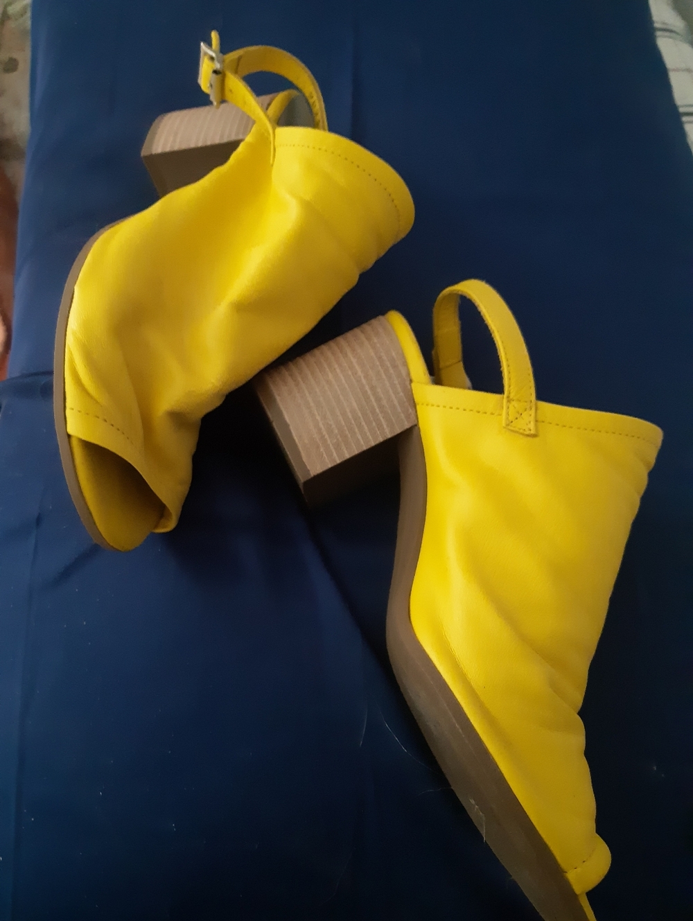 Yellow Women's Block Heel Slingback Booties